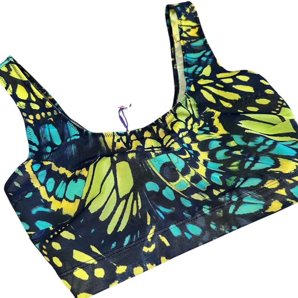 NWT Yitty Mesh Me Smoothing Midi Bralette MSRP $59 Women S Butterfly Print Top